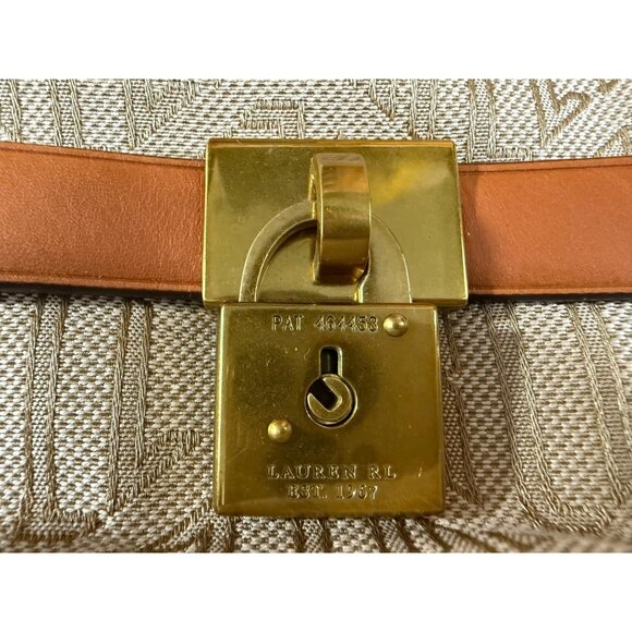 RLL Ralph Lauren Signature Jacquard Bag NWOT color Beige Tan Y2K Vintage - Picture 2 of 6